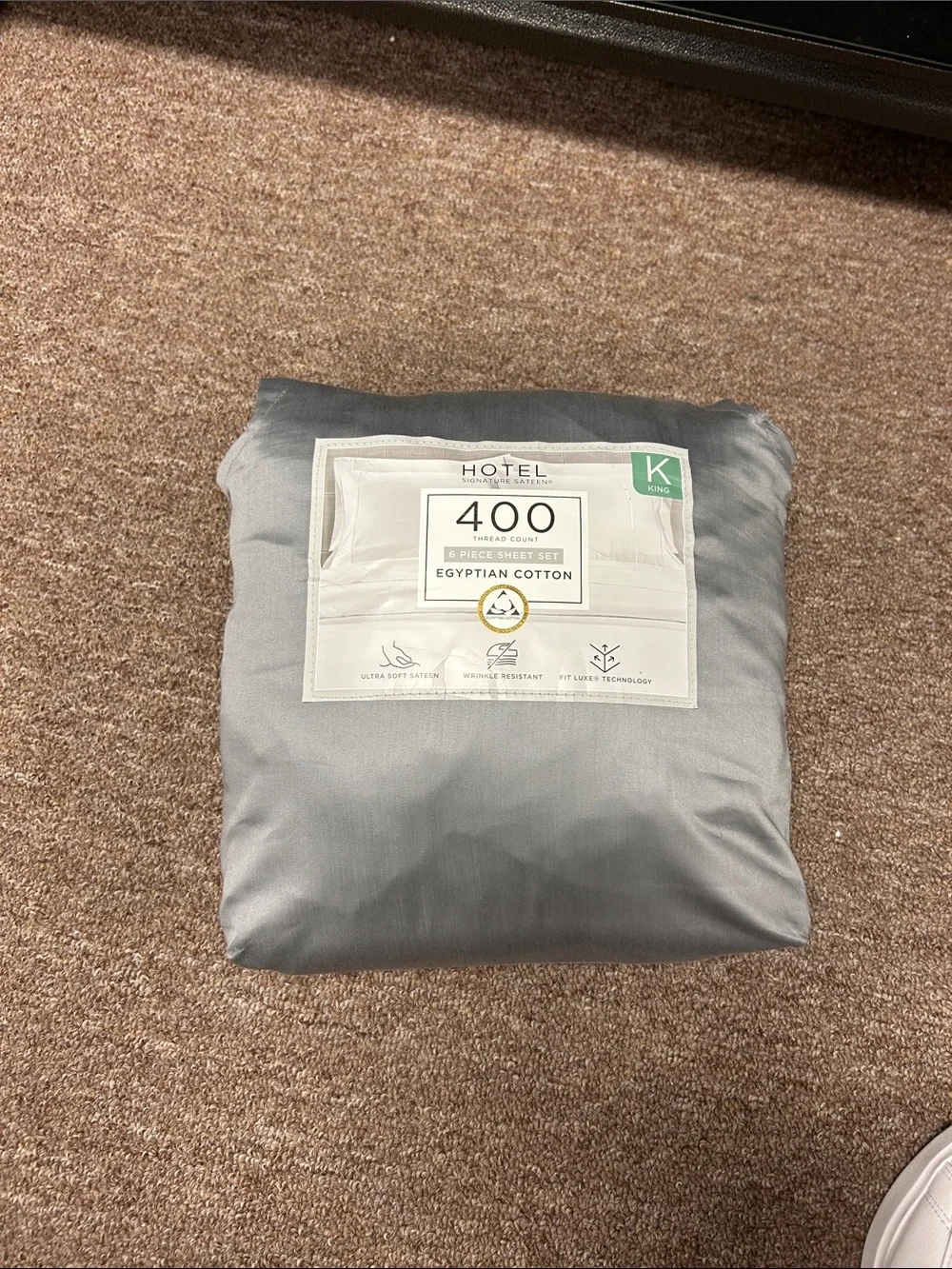 400-Thread Egyptian Cotton King Sheet Set - Gray